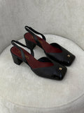 Chanel Patent Cap-Toe Slingback Pumps