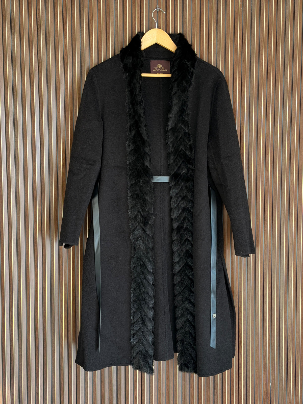 Loro Piana — Cashmere Coat with Mink Fur Trim & Leather Belt