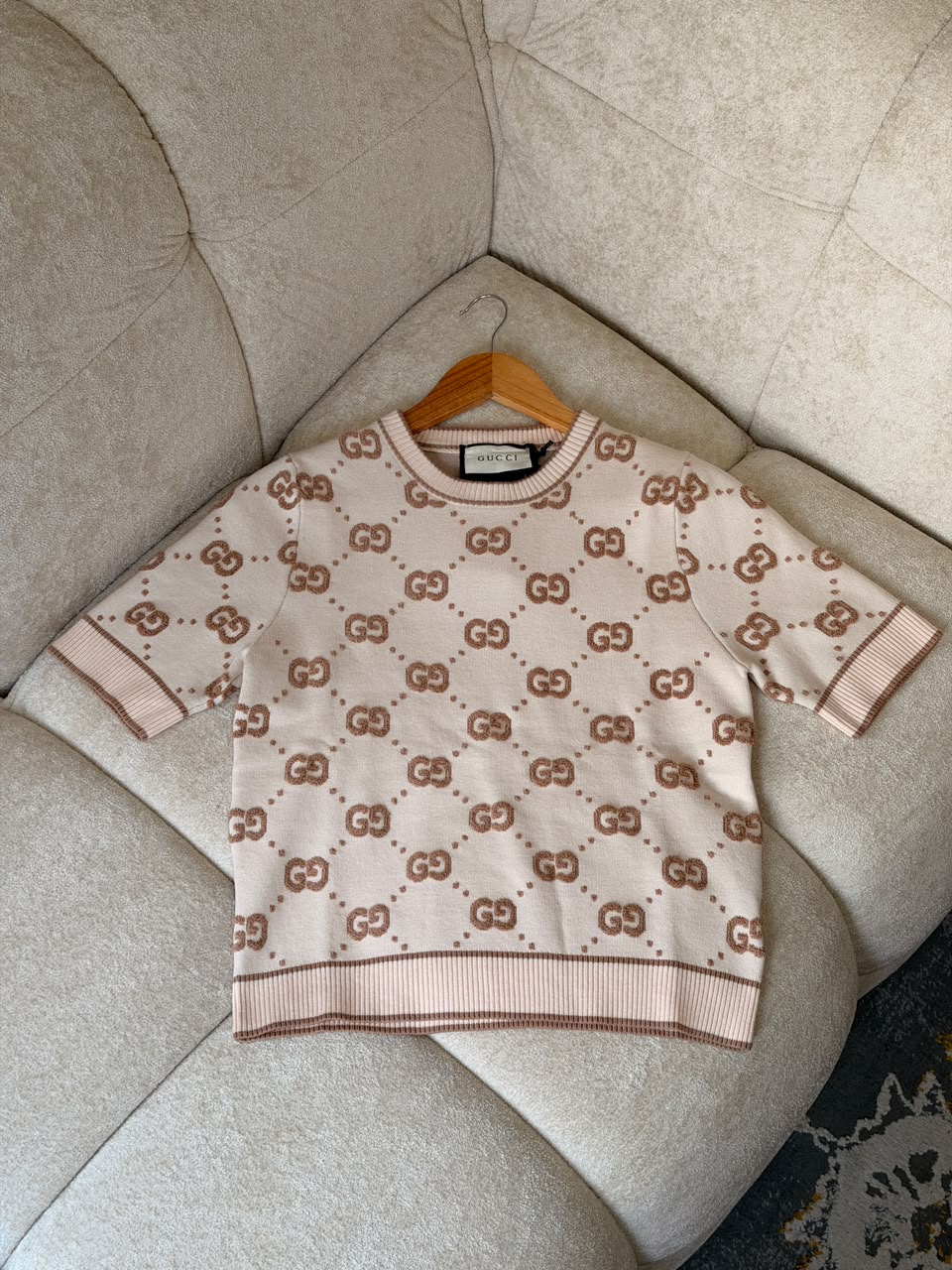 Gucci — GG Jacquard Short-Sleeve Knit Top