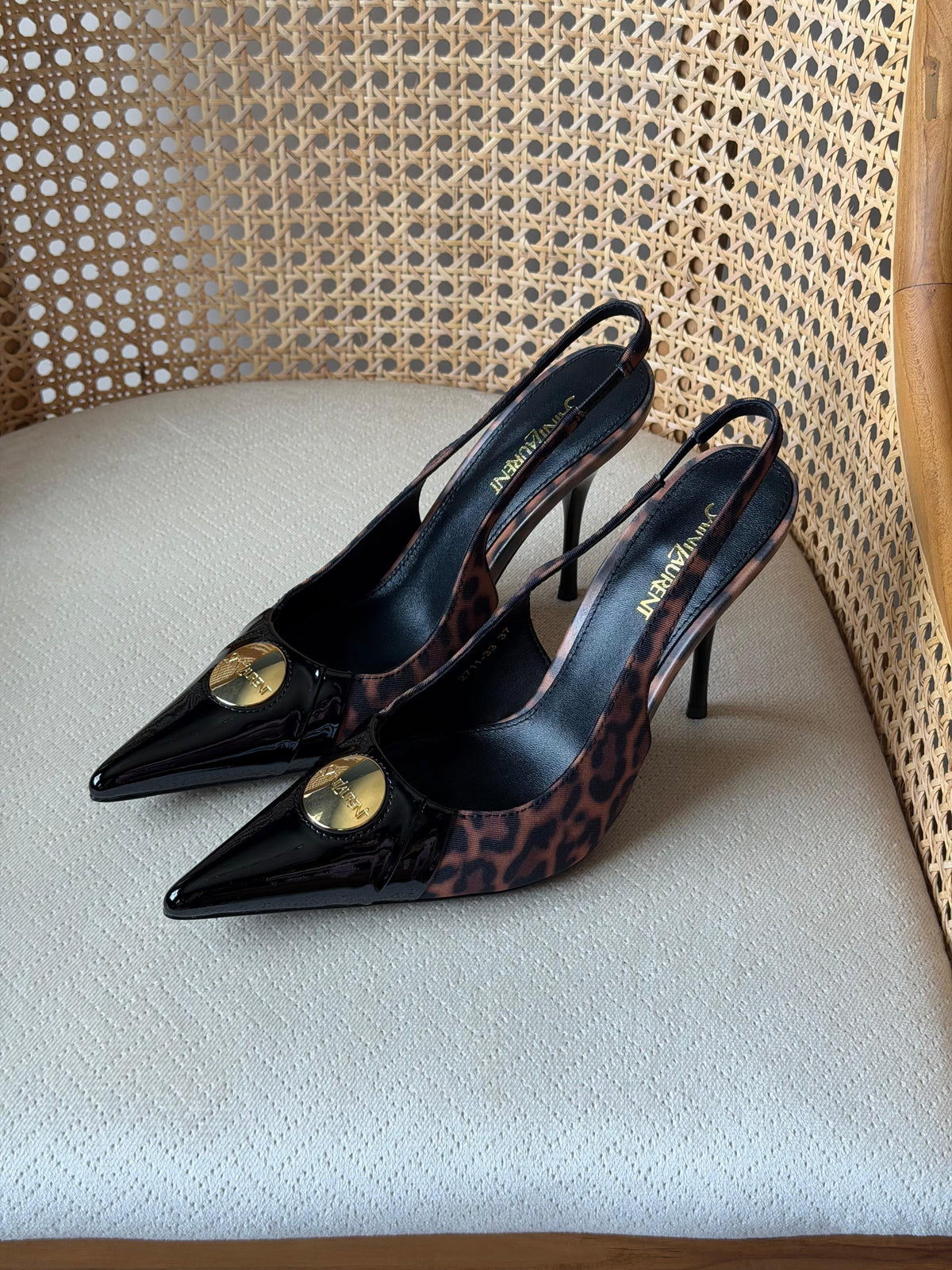 Saint Laurent Louis Slingback Pumps with Engraved Logo Plaque