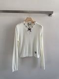 Miu Miu Crystal-Embellished Bow Cable-Knit Sweater