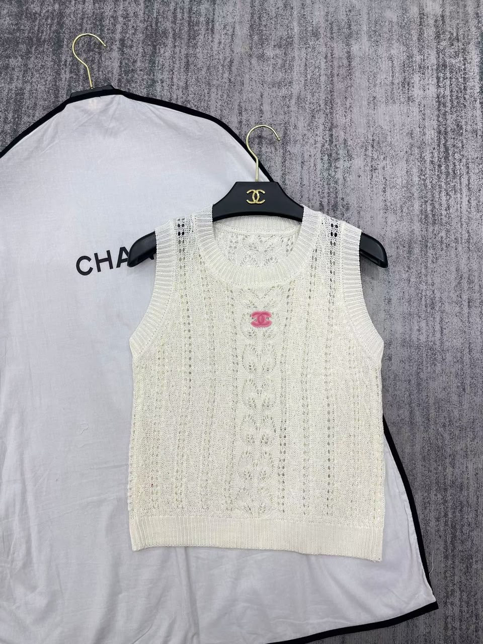 Chanel Open-Knit Sleeveless Vest
