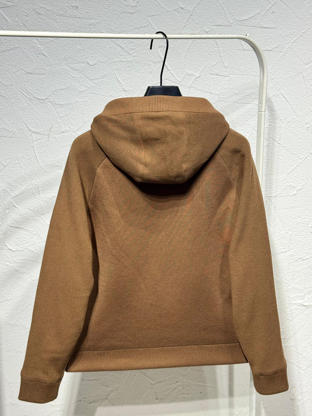 Brown Fleece Lined Hooded Zip Knit Jacket