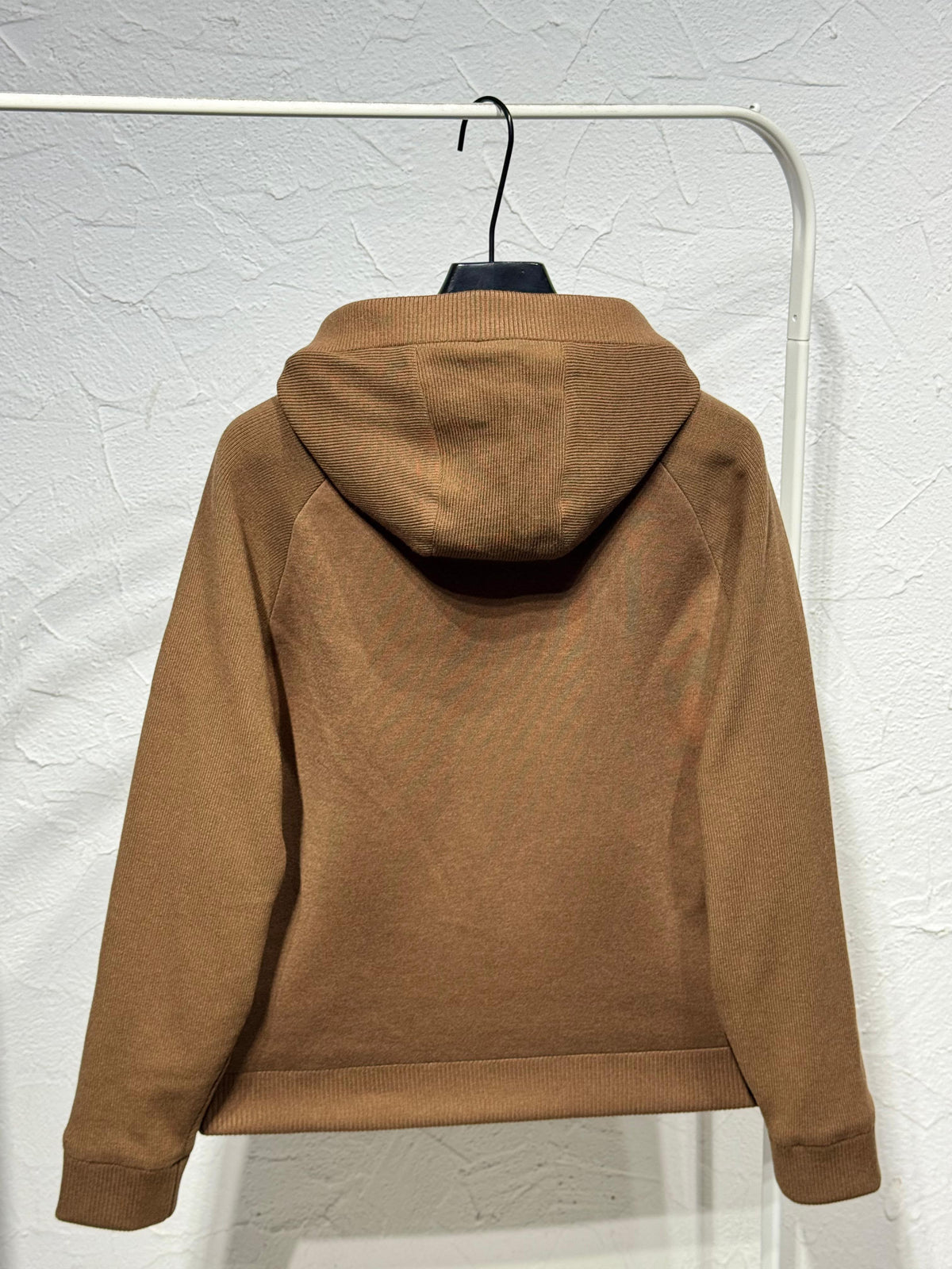 Brown Fleece Lined Hooded Zip Knit Jacket
