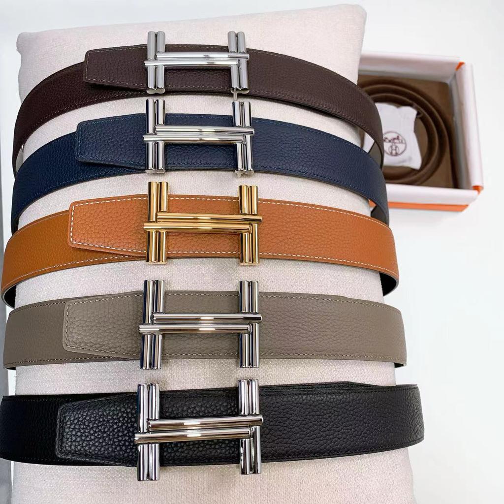 Hermès H au Carré Reversible Leather Belt