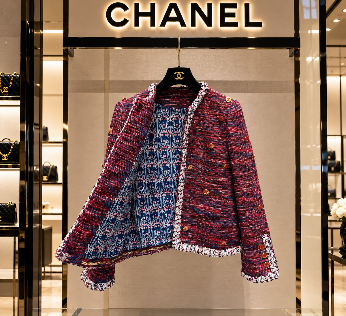 Chanel Pink & Purple Multicolored Lesage Tweed Braided Trim Jacket
