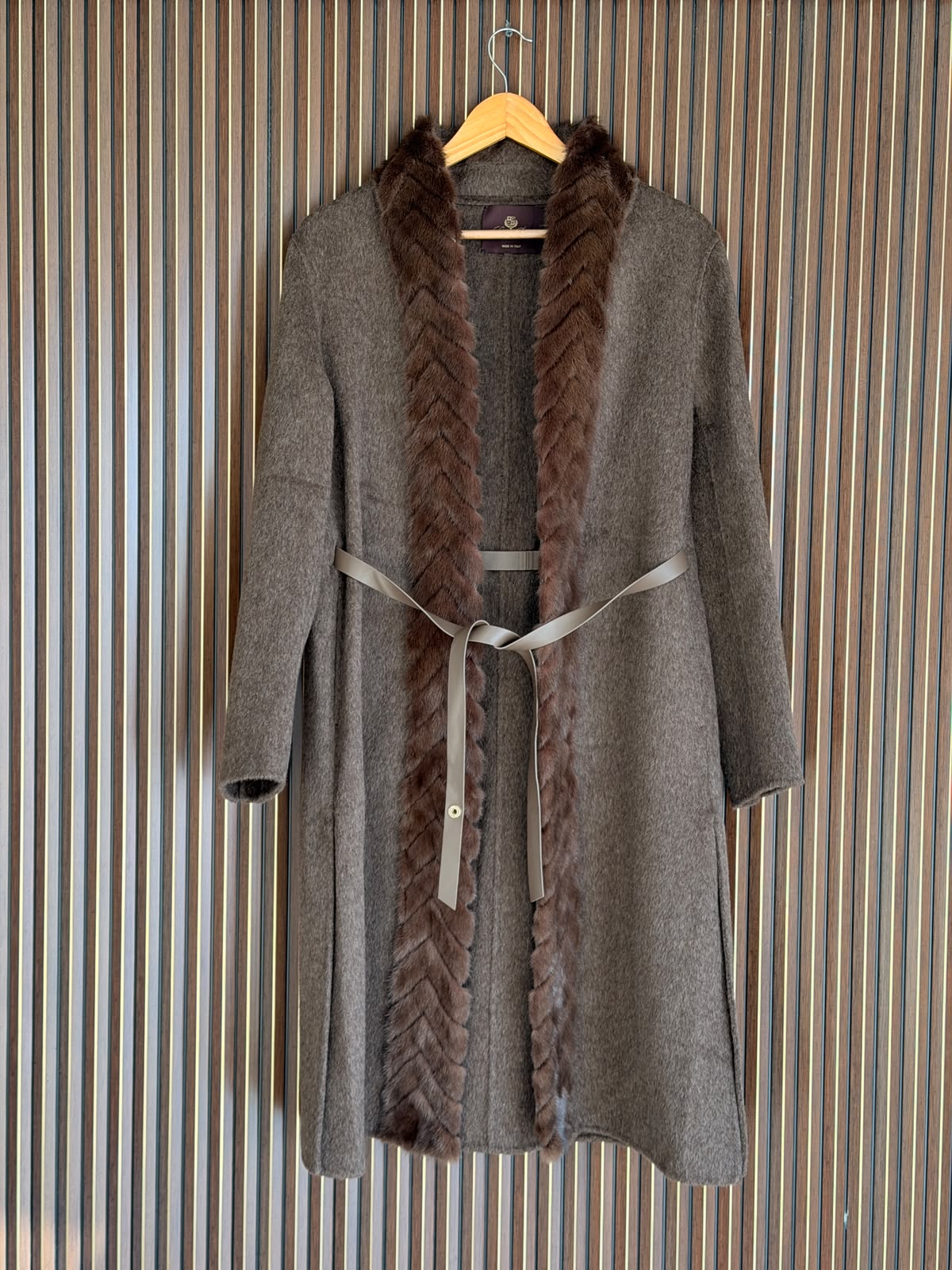 Loro Piana Cashmere & Fur Trim Long Coat