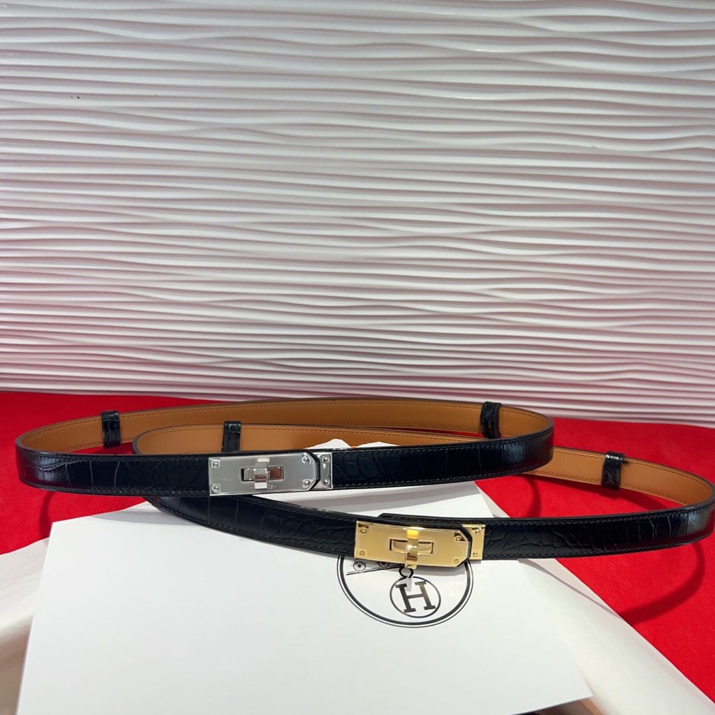 Hermès Kelly Crocodile Embossed Leather Belt