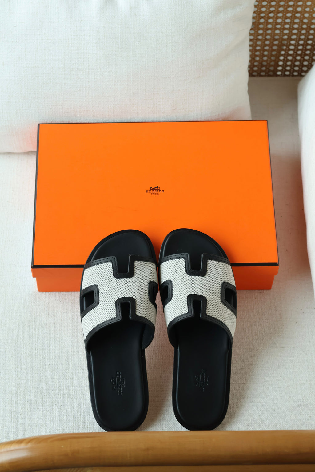 Hermès Oran Woven Canvas Slide Sandal