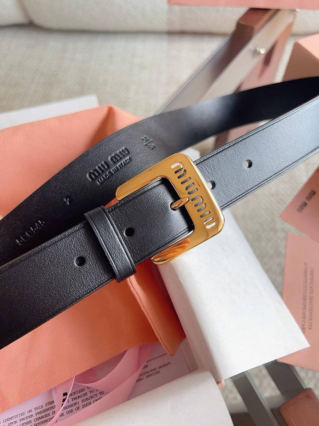 Miu Miu Logo Buckle Leather Belt