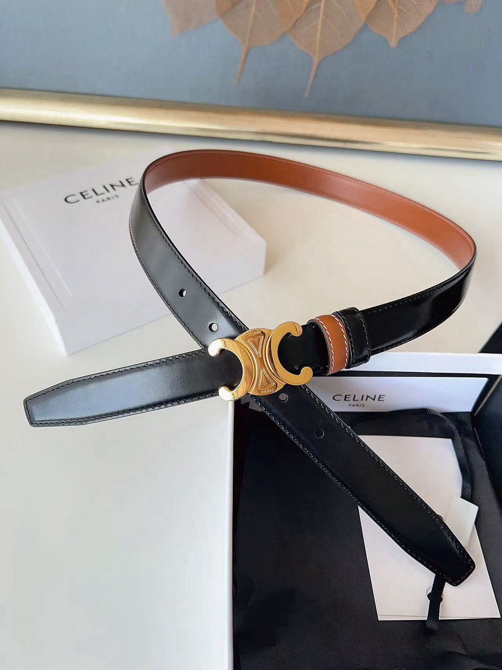 Celine Triomphe Leather Belt