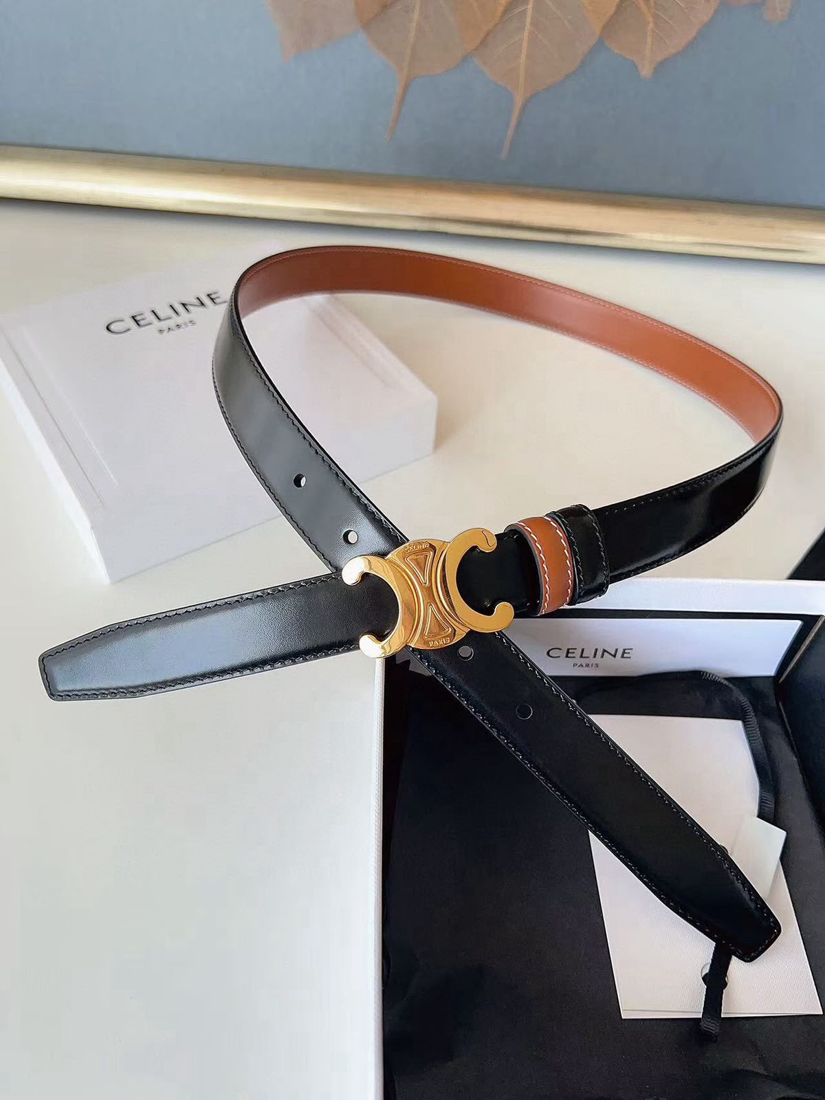 Celine Triomphe Leather Belt