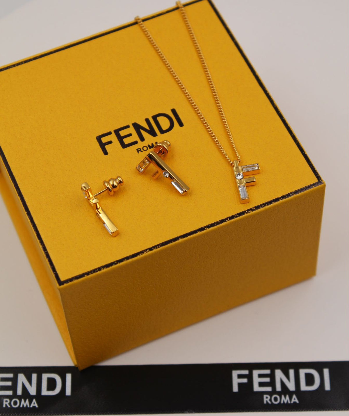 Fendi Gold Crystal Jewelry Set