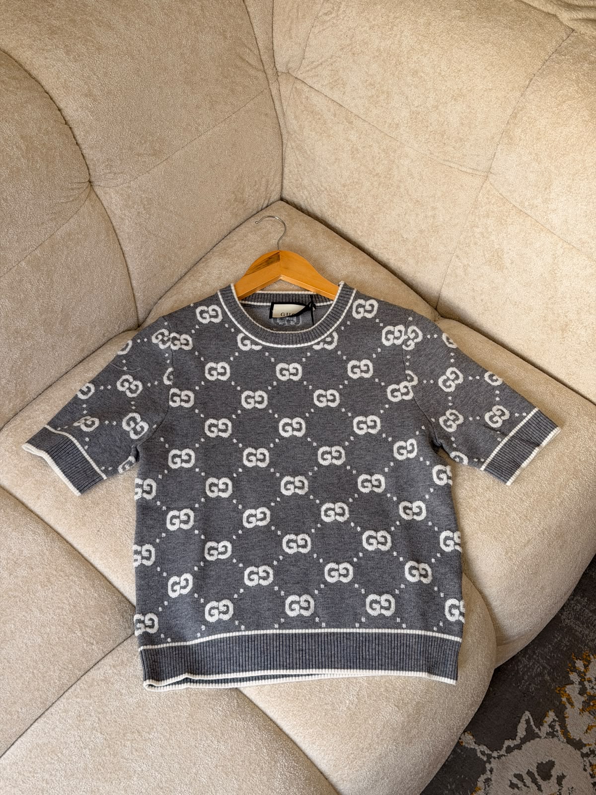 Gucci — GG Jacquard Short-Sleeve Knit Top