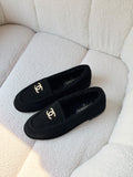 Chanel Shearling-Lined CC Logo Loafers