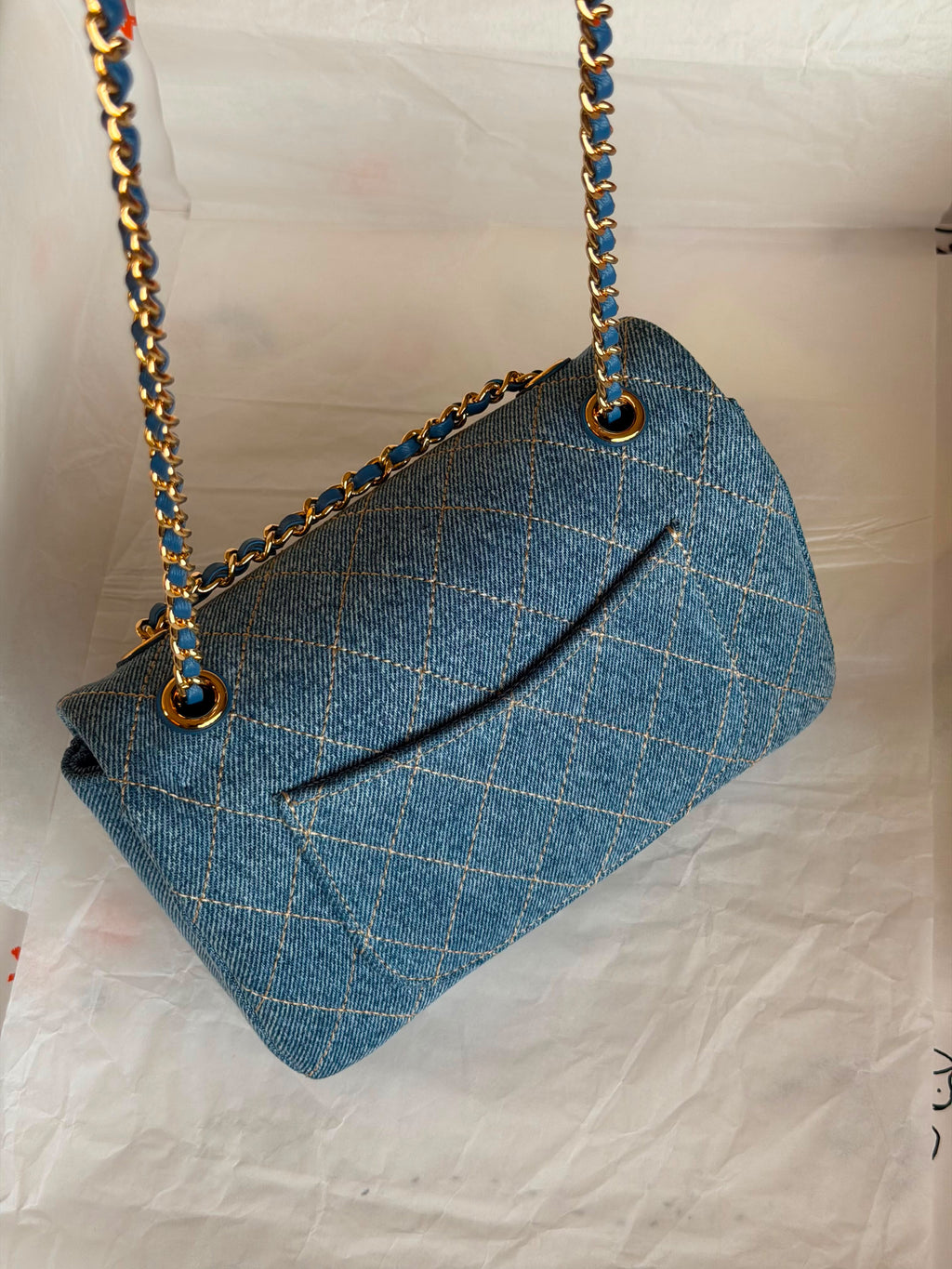 Chanel Denim Classic Flap Bag with Gold-Tone Hardware