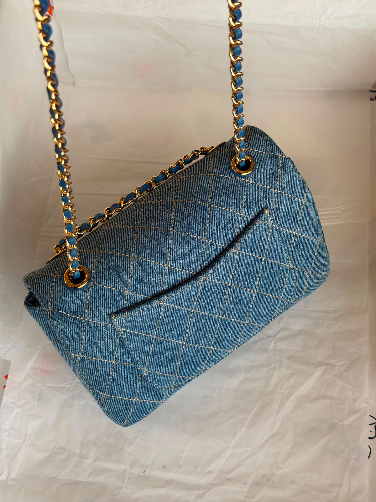 Chanel Denim Classic Flap Bag with Gold-Tone Hardware
