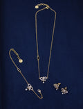 Gold Bow Jewelry Set – Necklace, Bracelet & Earrings