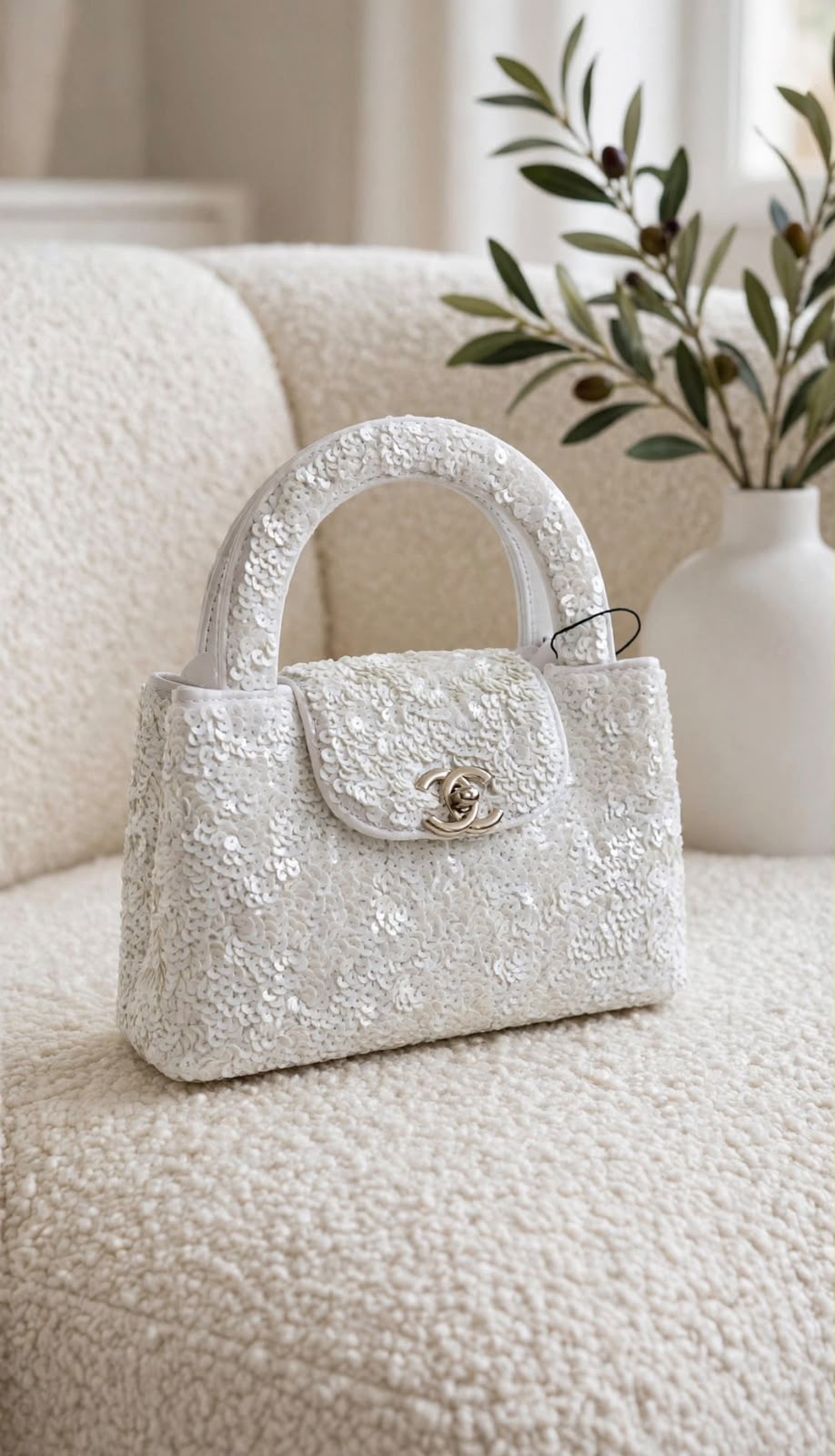 CHANEL Sequin Rounded Handle Flap Bag