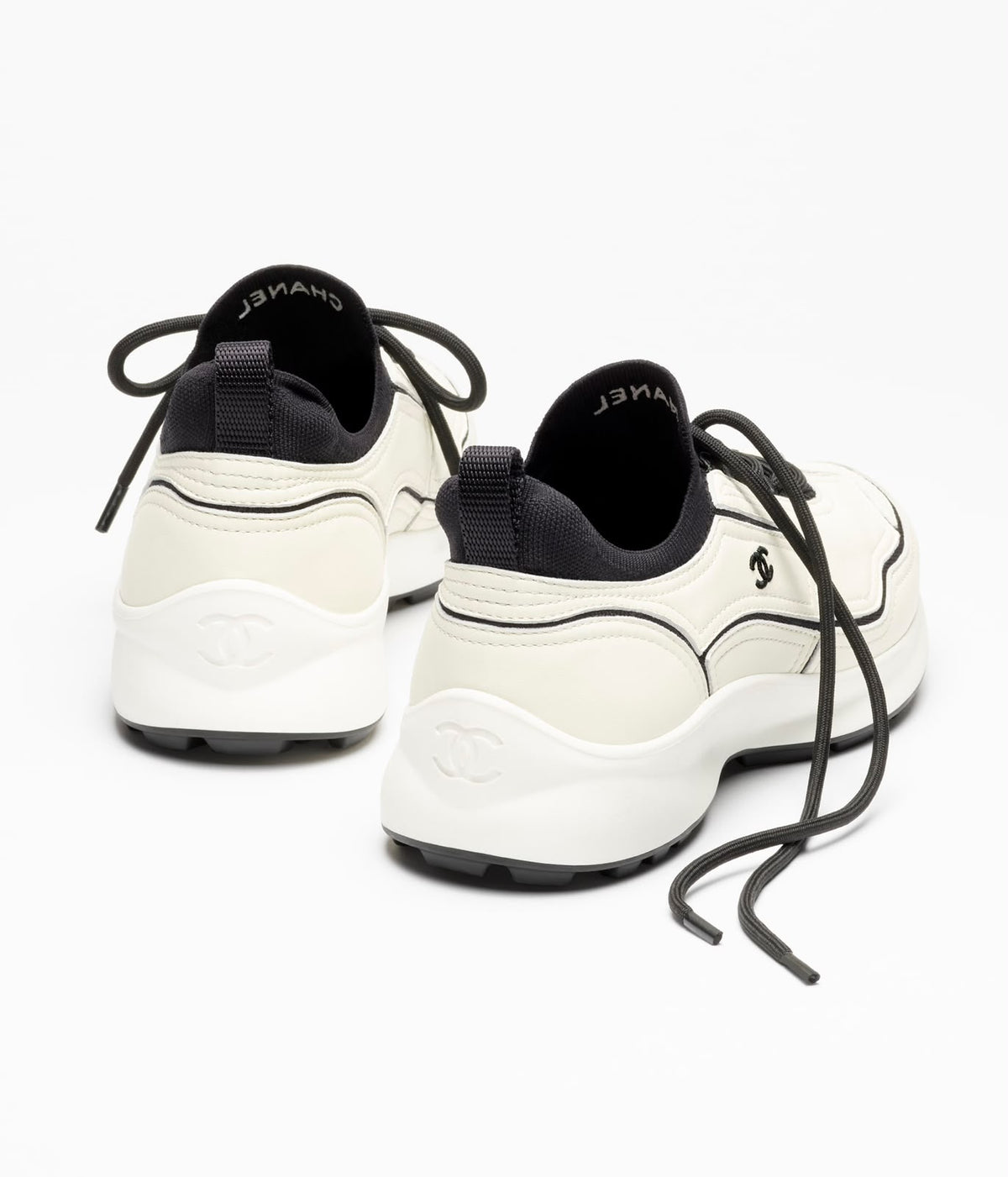 Chanel Knit and Calfskin Sneakers