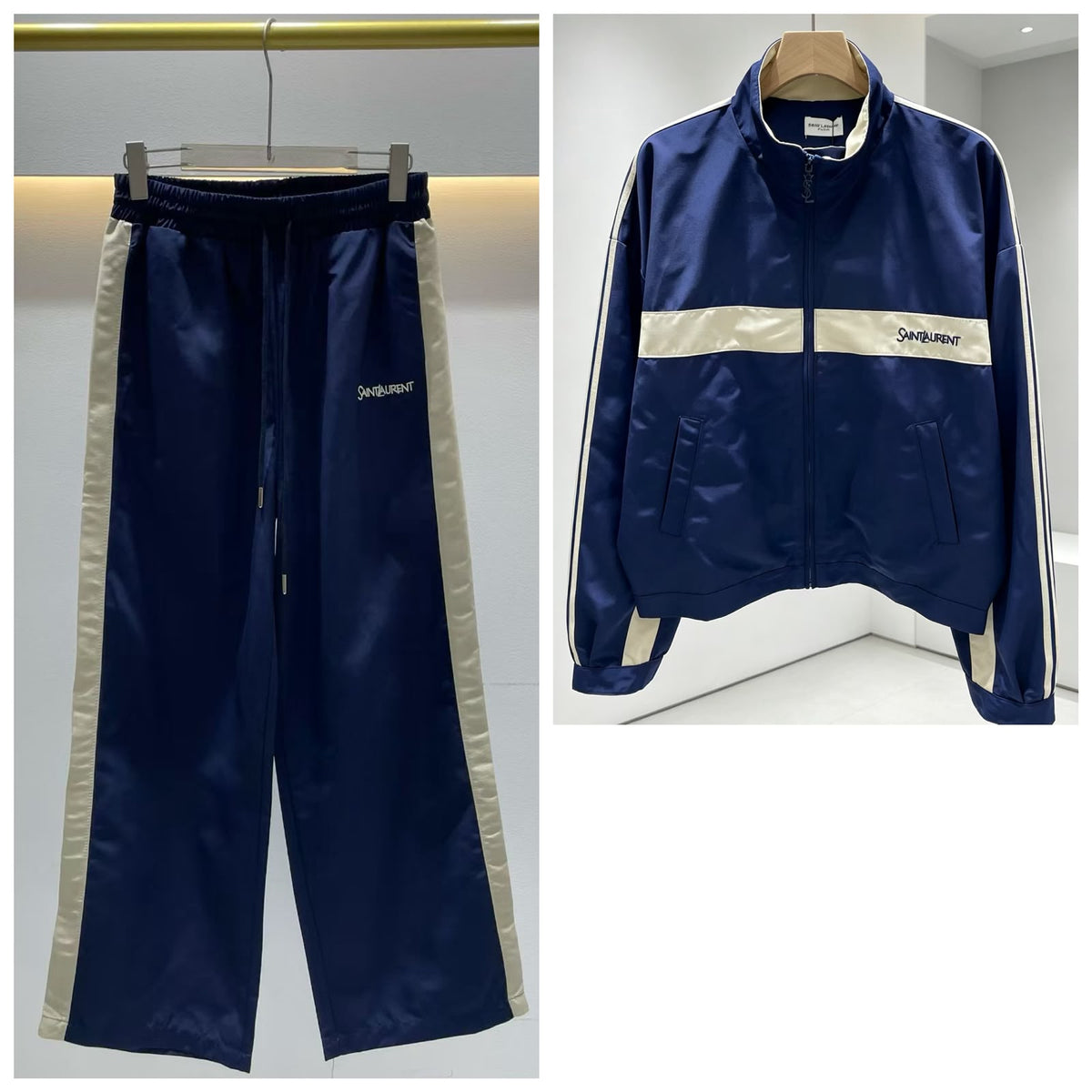 Saint Laurent Contrast Stripe Track Jacket and Pants Set
