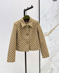 Monogram Print Blazer with Gold GG Buttons