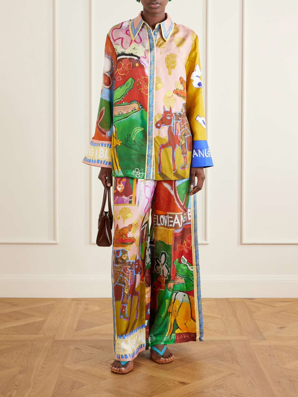 Alémais Multi-Color Scenic Print Silk Long