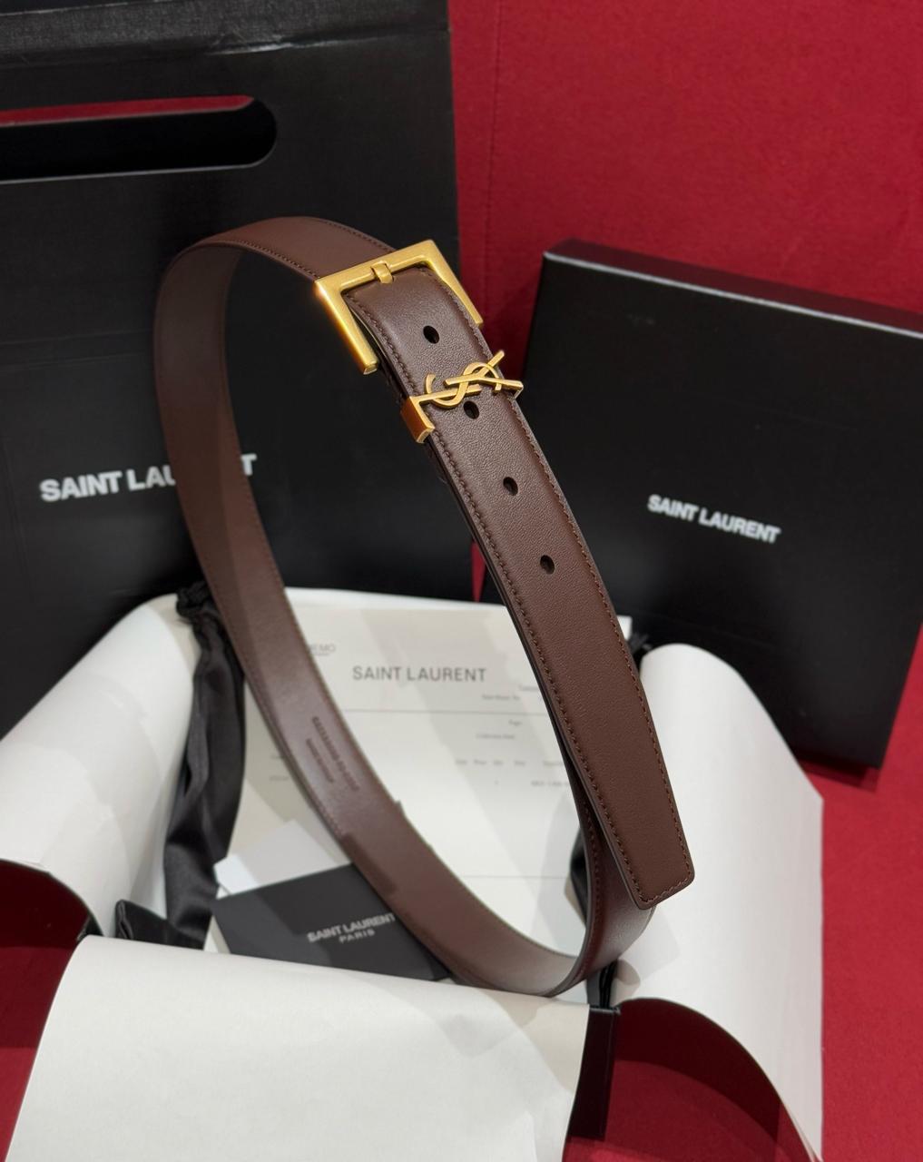SAINT LAURENT — Cassandre Square Buckle Belt