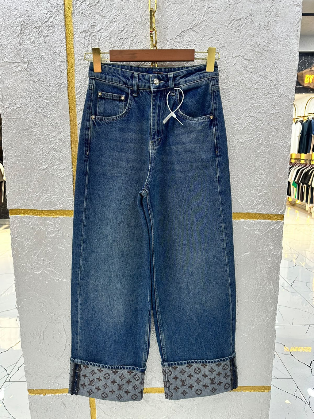 LOUIS VUITTON Monogram-Cuff Jeans