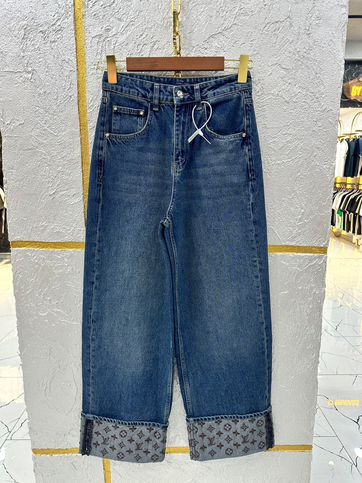 LOUIS VUITTON Monogram-Cuff Jeans