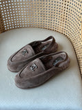 Chanel Shearling-Lined Loafer Mules with CC Logo