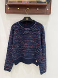 Chanel Tweed-Style Multicolor Knit Crewneck Sweater