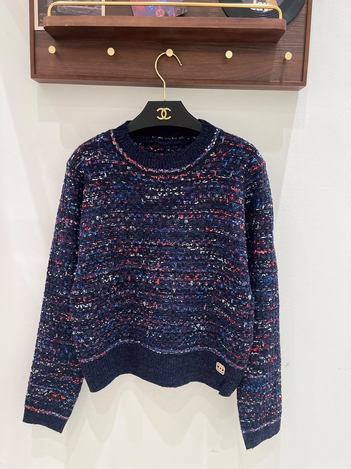 Chanel Tweed-Style Multicolor Knit Crewneck Sweater