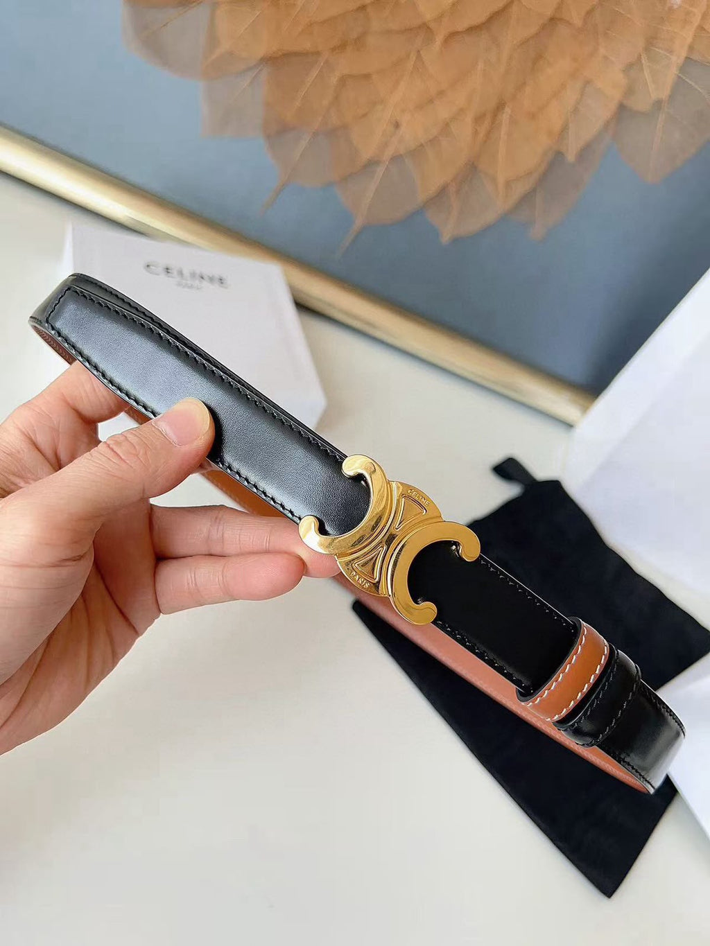 Celine Triomphe Leather Belt