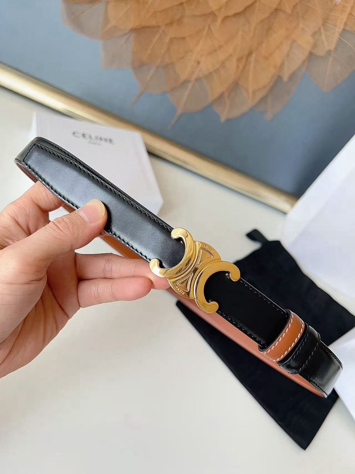 Celine Triomphe Leather Belt