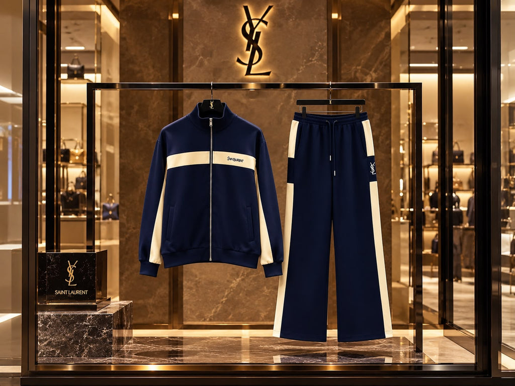 Saint Laurent Contrast Stripe Track Jacket and Pants Set