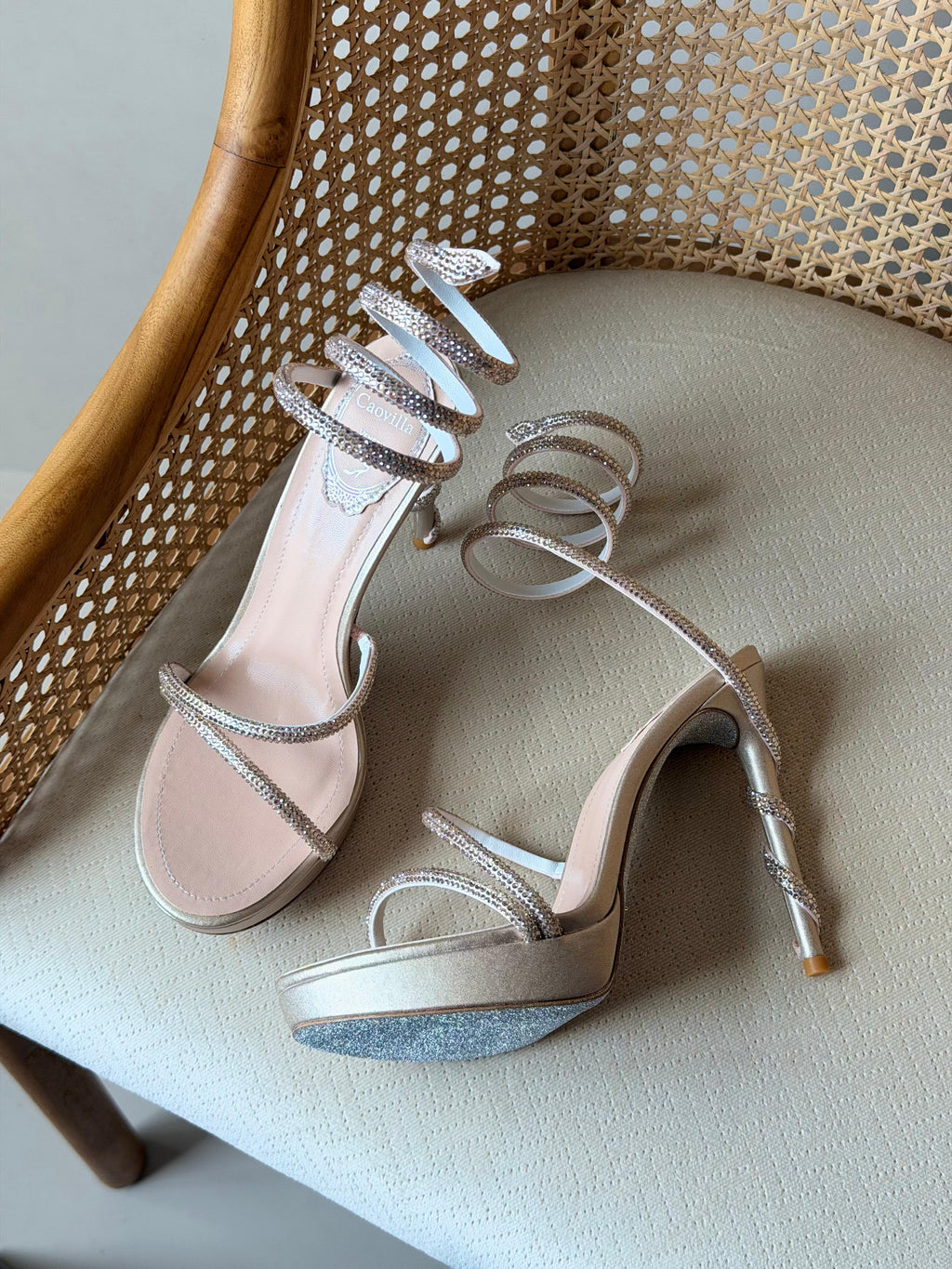 René Caovilla Crystal-Embellished Cleo Sandals