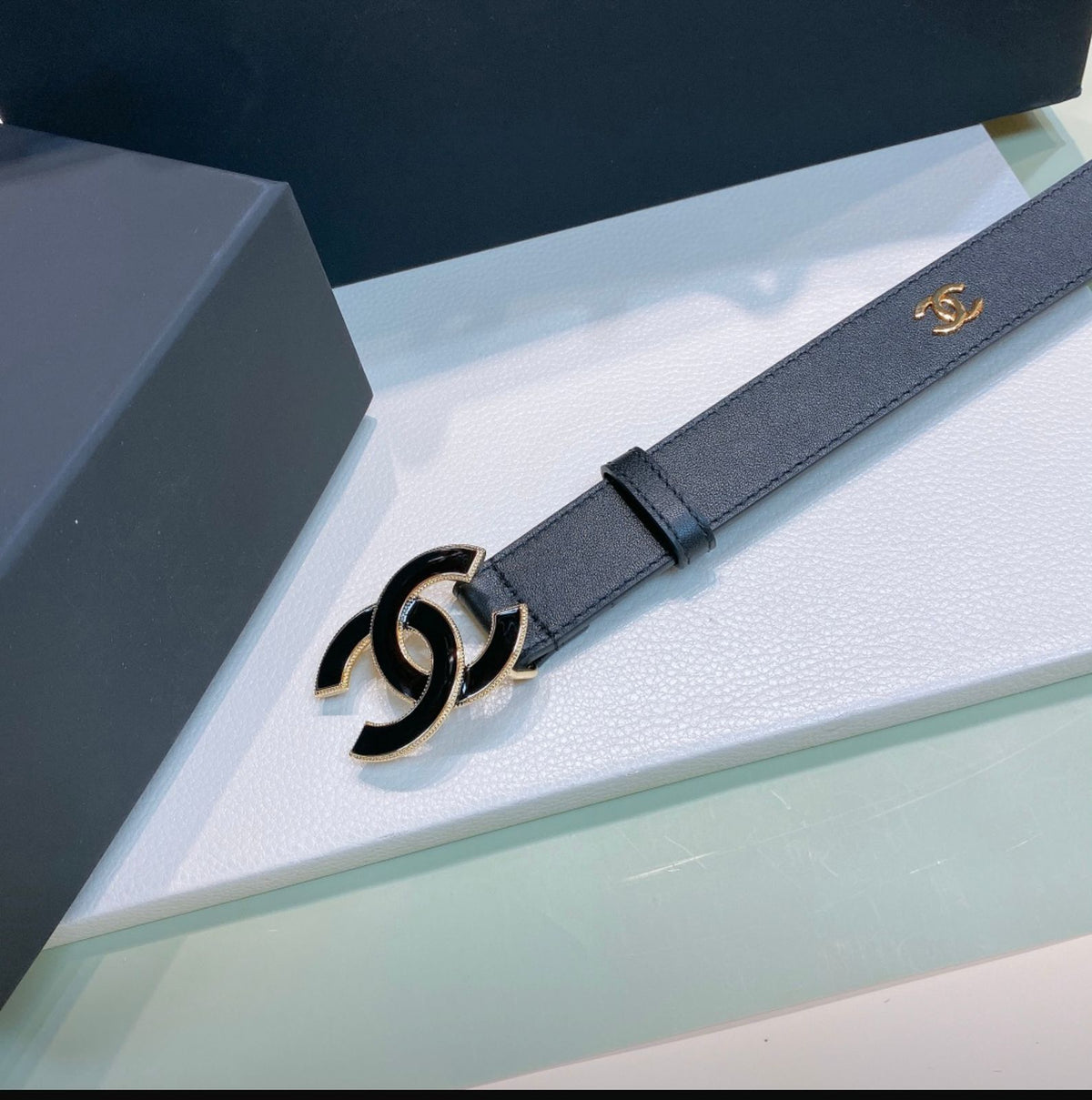CHANEL — Quilted Calfskin CC Logo Belt