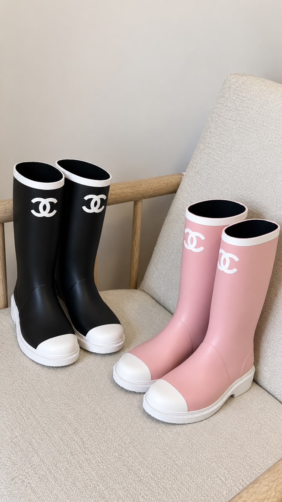 Chanel Rubber Rain Boots with CC Logo