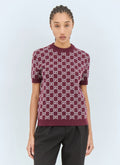 Gucci GG Jacquard Wool Short-Sleeve Top