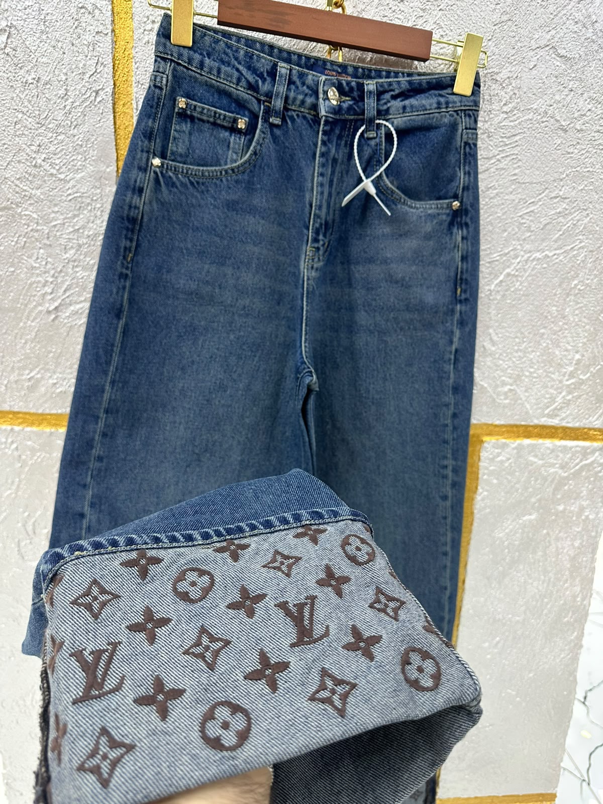 LOUIS VUITTON Monogram-Cuff Jeans