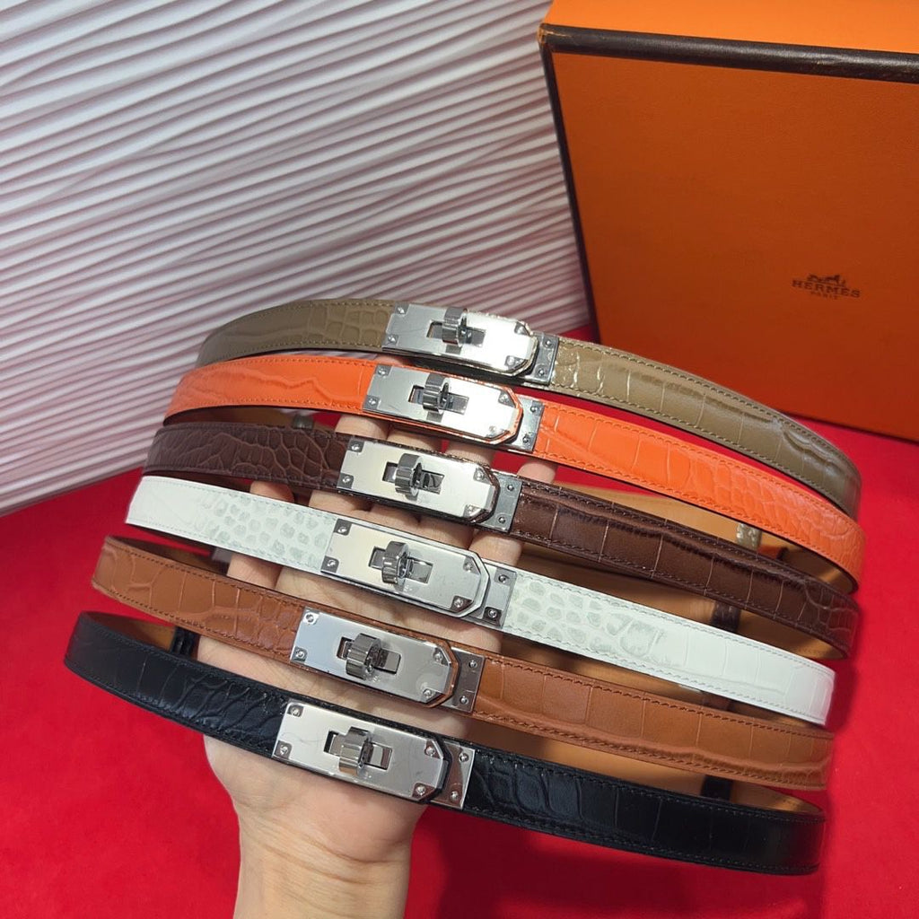 Hermès Kelly Crocodile Embossed Leather Belt
