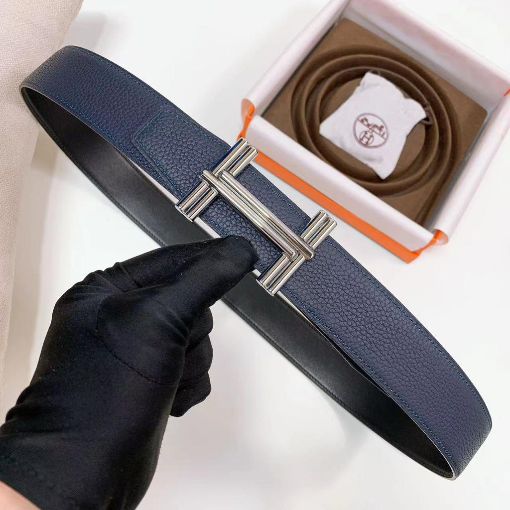 Hermès H au Carré Reversible Leather Belt