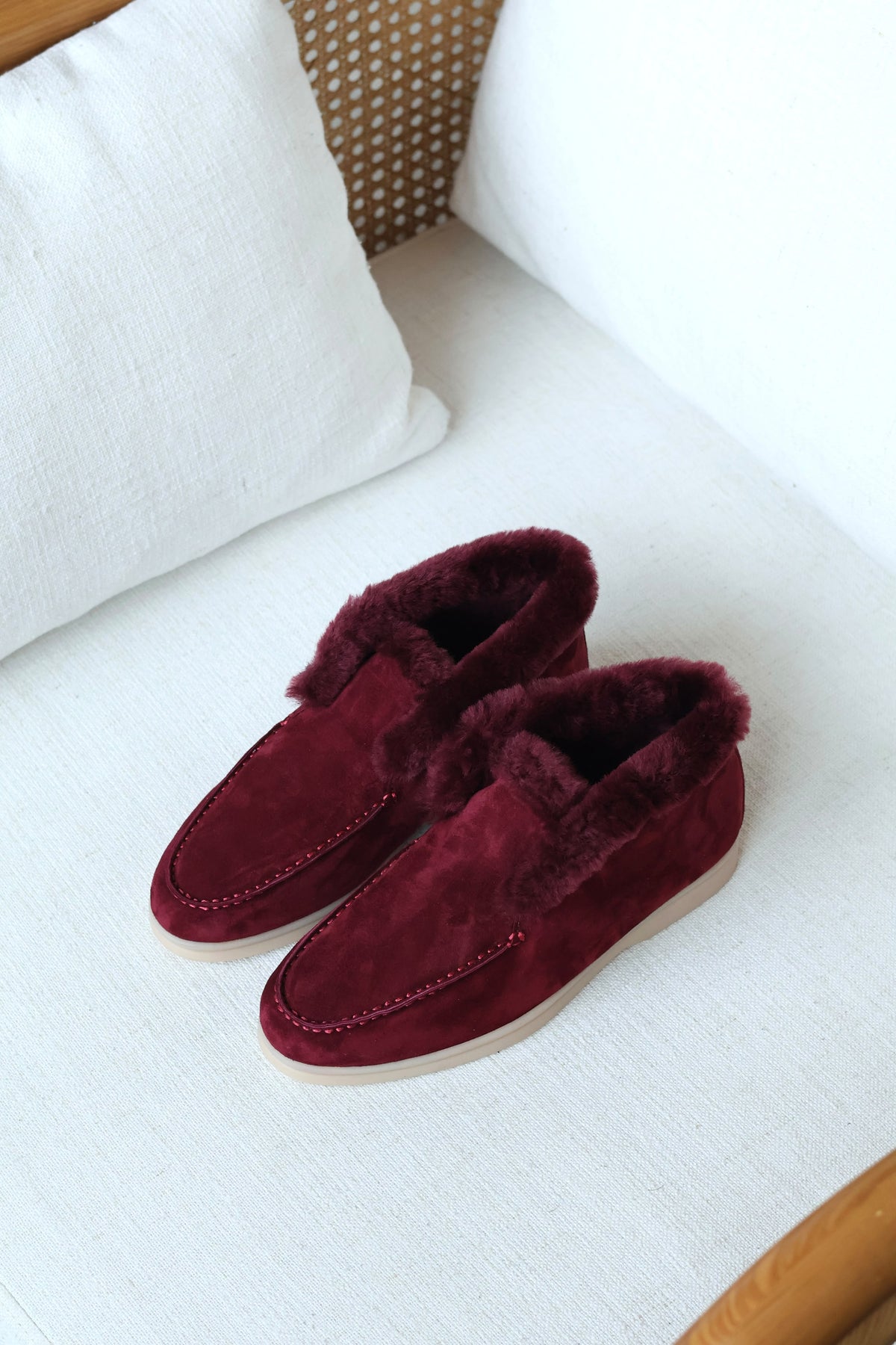 Loro Piana Suede and Shearling-Lined Winter Moccasin / Loafer
