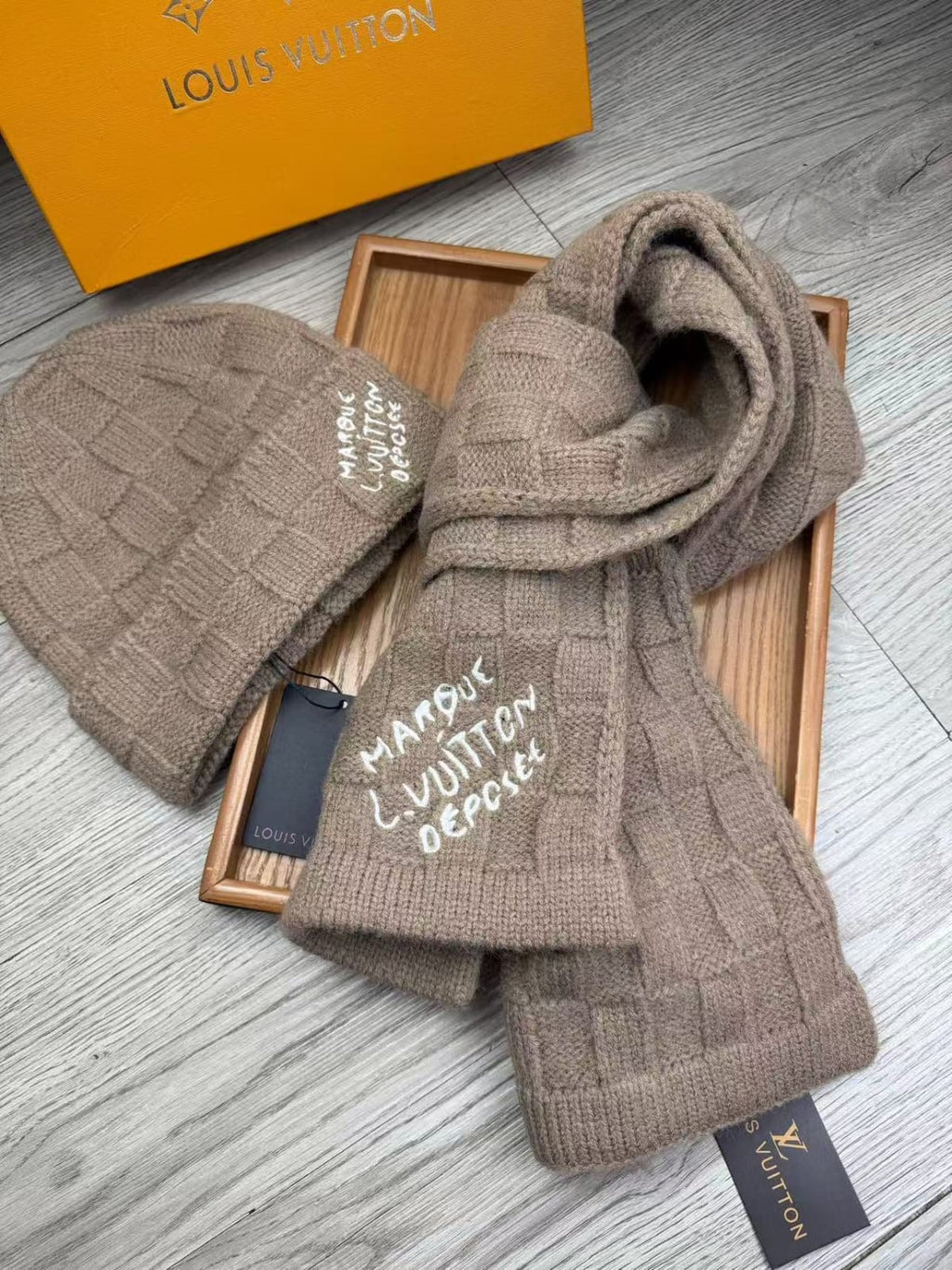 Louis Vuitton Scarf & Beanie Set