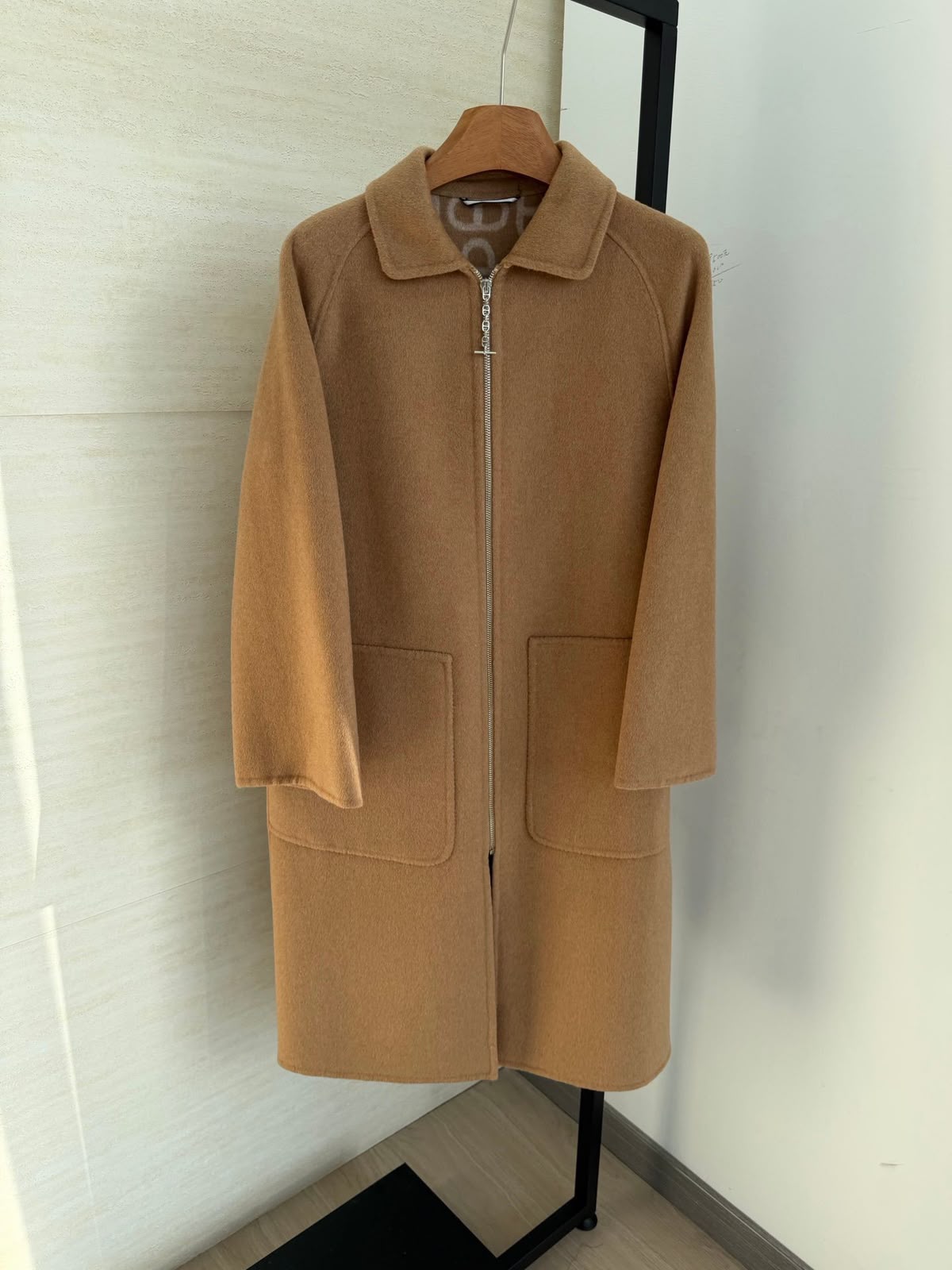 Hermès — Long Zipped Cashmere Coat