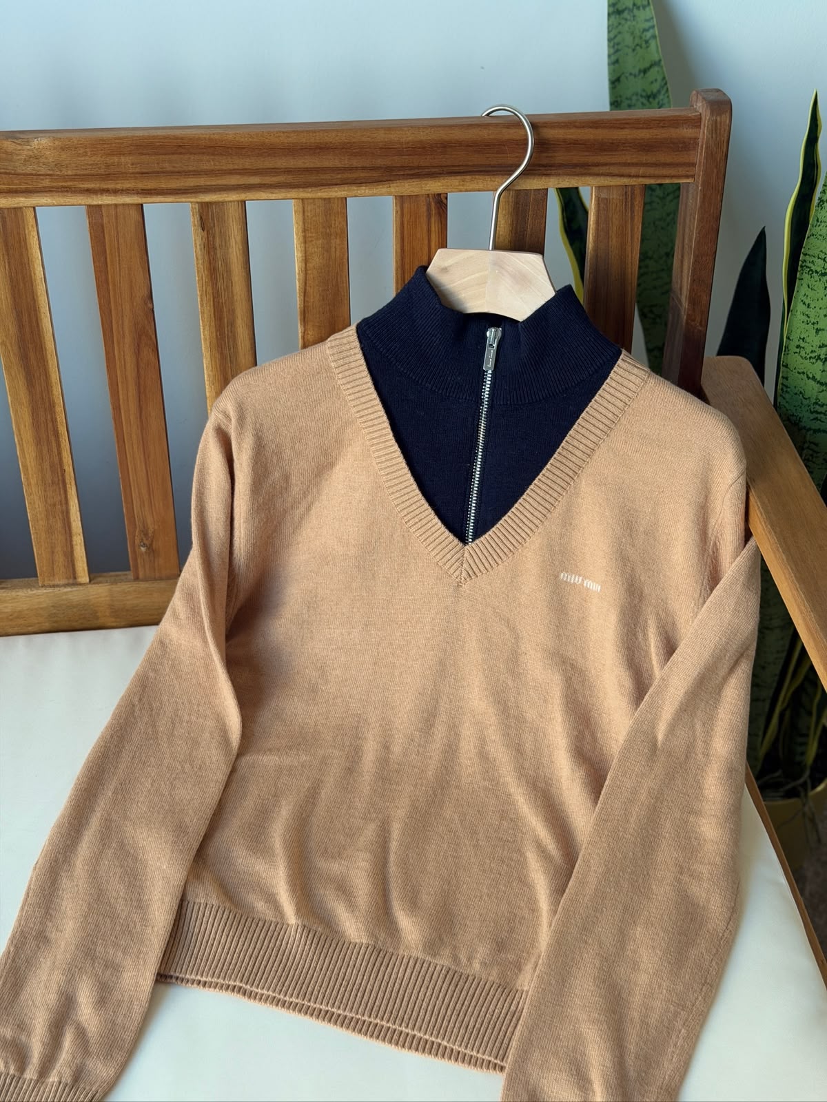 Miu Miu Layered-Look V-Neck Knit Sweater
