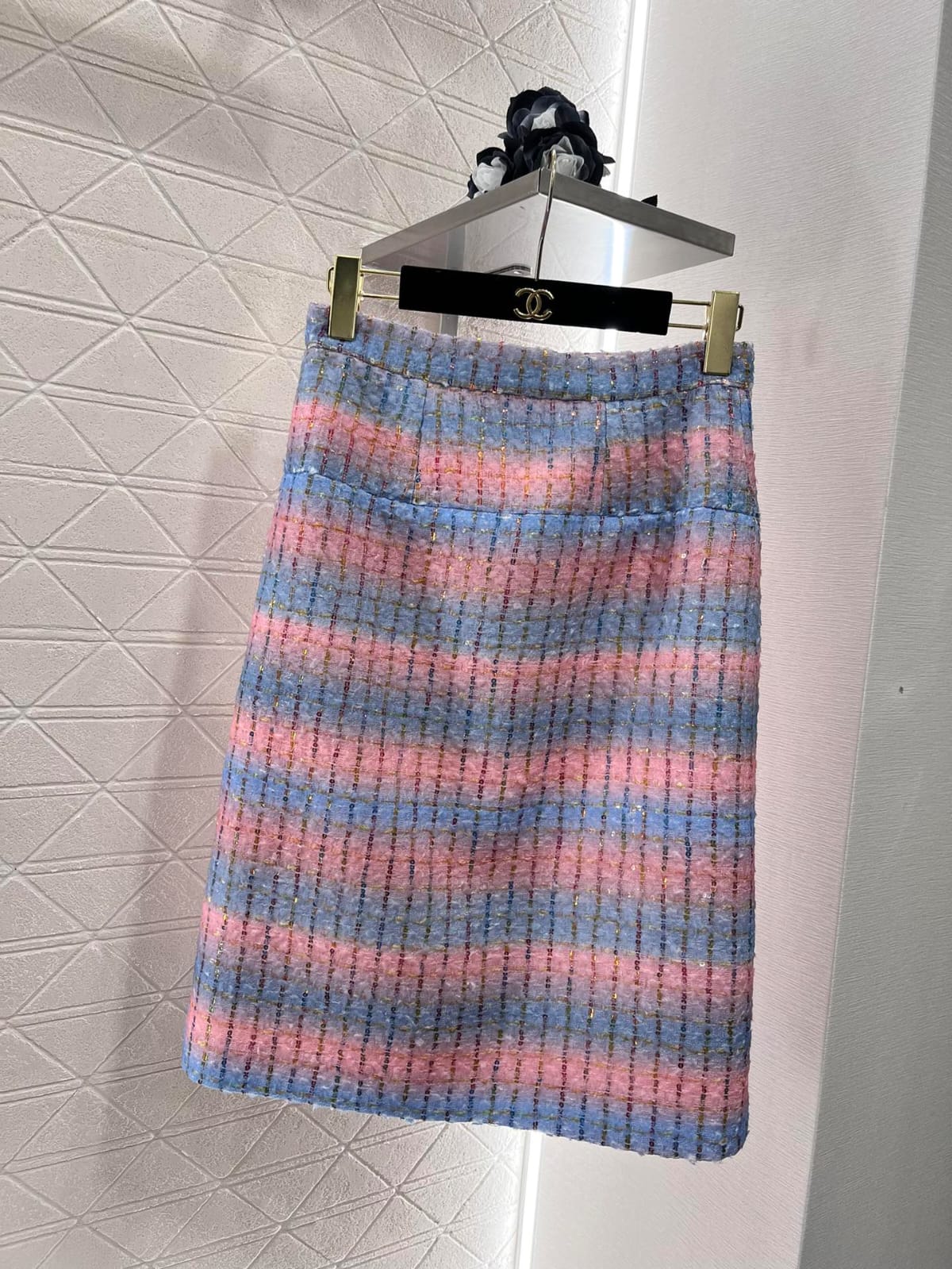 Chanel Striped Tweed Jacket and Midi Skirt Set