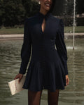 Valentino Black Long-Sleeve Fit-and-Flare Mini Dress