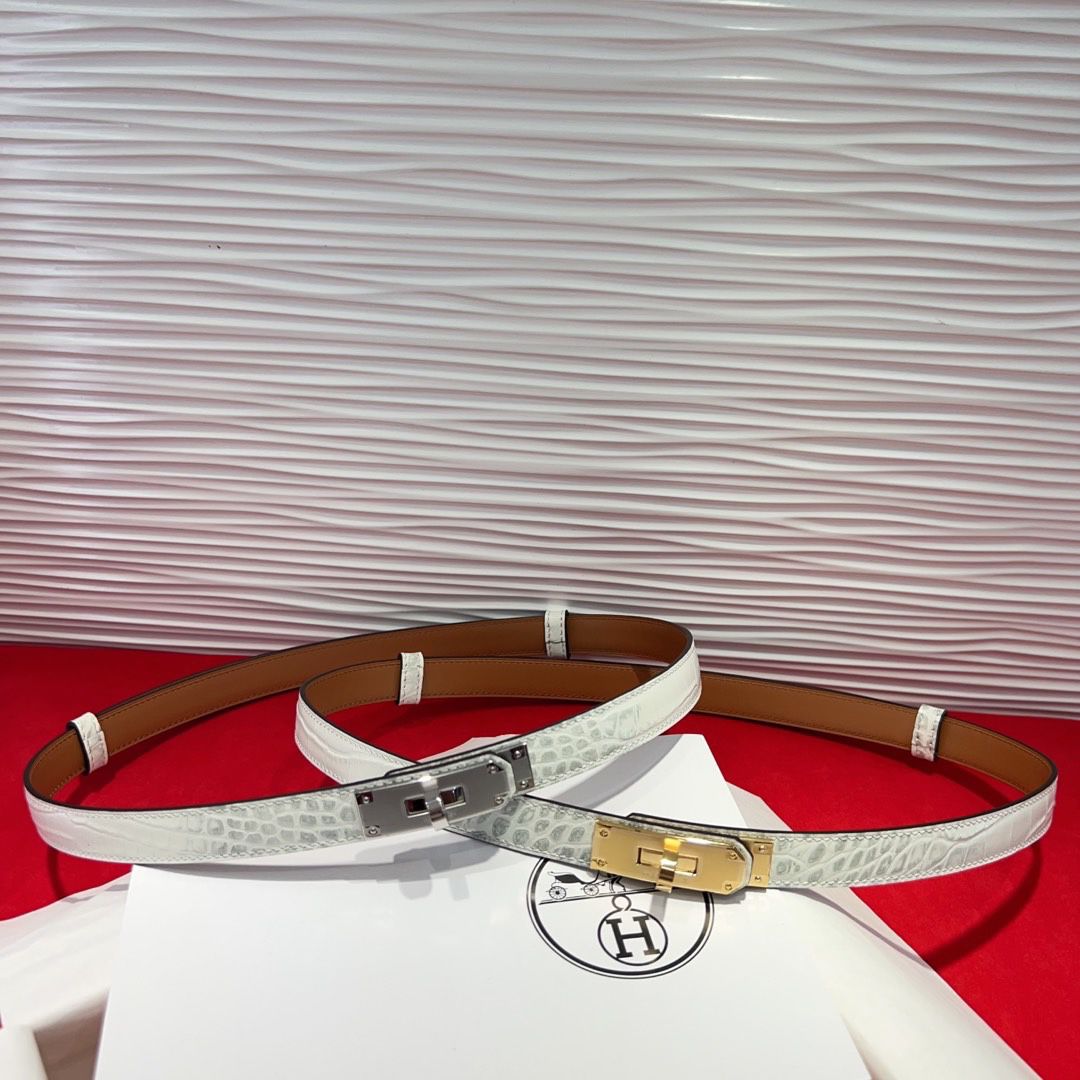 Hermès Kelly Crocodile Embossed Leather Belt